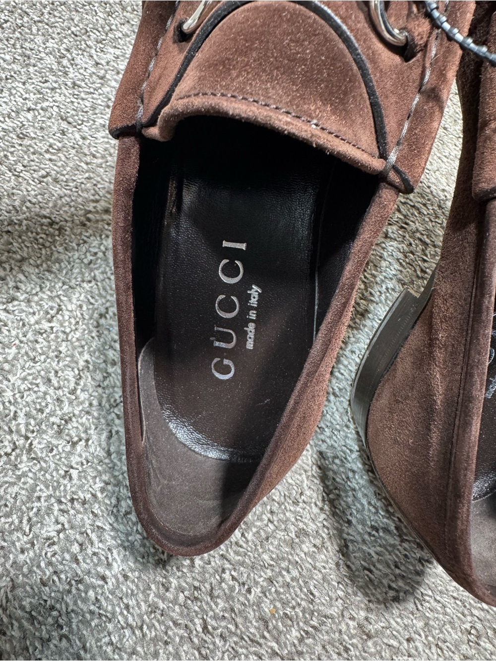 GUCCI Horsebit Suede Loafers Brown Mens 9.5 D Made in Italy Slip On Shoes - Picture 7 of 16